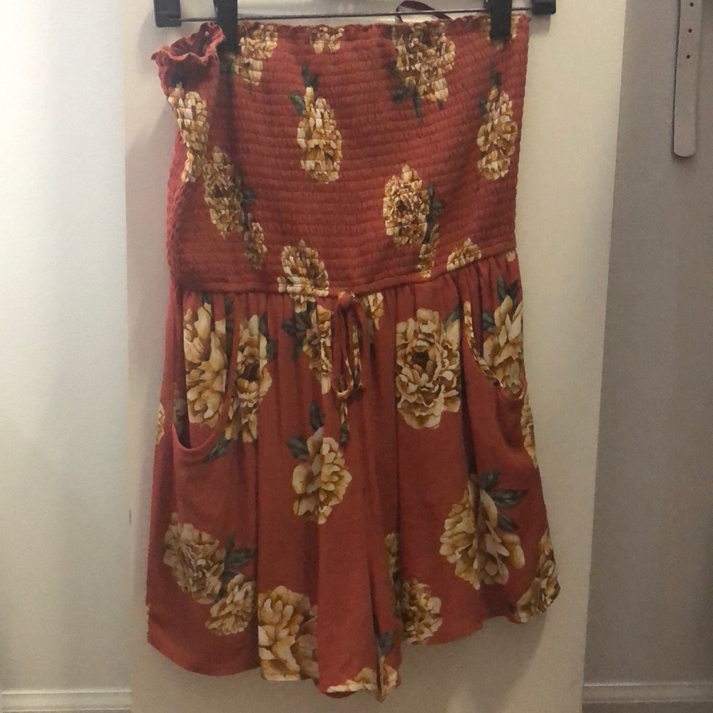 strapless romper with pockets